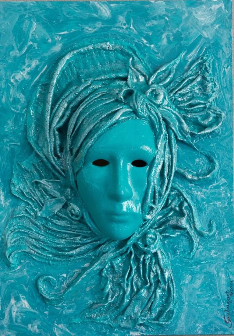 Maschera veneziana con garza gessata rielaborata