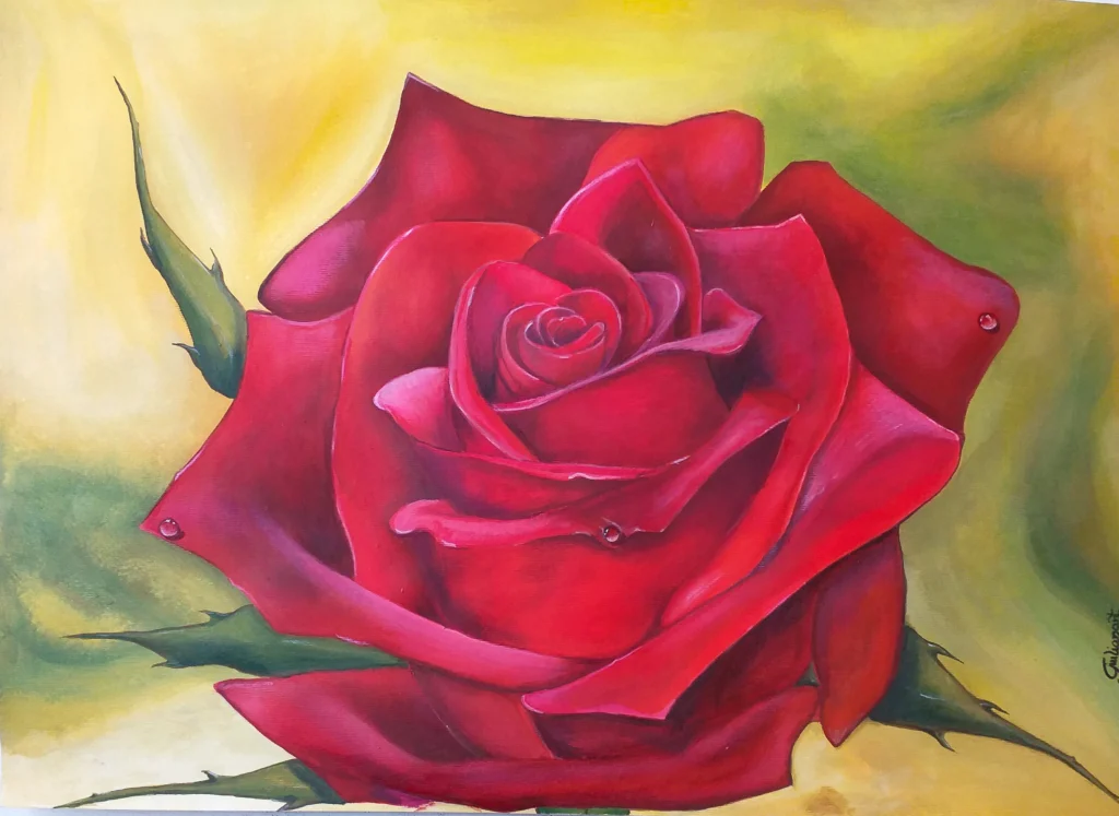 Rosa rossa dipinta con mercurio cromo